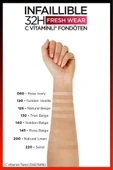 L'Oréal Paris Infaillible 32H Fresh Wear C Vitaminli Fondöten - 120 Golden Vanilla thumbnail 4