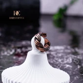 DMT COPPER HOME El Yapımı Örgülü Bakır Yüzük, Ayarlanabilir, Antik Rustik Tasarım, Kırmızı Hediye Kutusu ile thumbnail 2