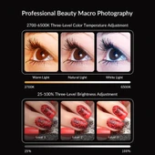 Apexel HD 100mm Profesyonel Yakın Çekim Makro Yakın Çekim Lensi ve 3 Renkli Dolgu Işığı Kiti APL-HB thumbnail 6