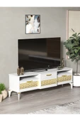 Tv Sehpası Tv Ünitesi 160 Cm Gold Beyaz Mistral 5072 thumbnail 5