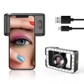 Apexel HD 100mm Profesyonel Yakın Çekim Makro Yakın Çekim Lensi ve 3 Renkli Dolgu Işığı Kiti APL-HB thumbnail 1