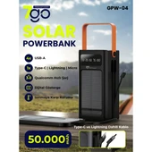 7go Gpw-04 50.000MAH Solar Powerbank – 4xusb-A, Qualcomm 3.0 Hızlı Şarj, Dahili Lightning & Usb-C Kablo, Dijital Yüzdelik Ekran thumbnail 1