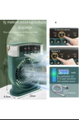 Şarjlı 600 Ml Su Hazneli Taşınabilir Masaüstü Vanilatör  Güçlü Fan Ve 2000 Mah Pil Yeşil thumbnail 3