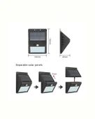 Solar Enerjili 20 Led Duvar Lambası | Hareket Sensörlü, Su Geçirmez, Kablo Gerektirmez thumbnail 3