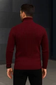 MDB Erkek Fitilli Triko Kazak 2li et Bordo iyah Regular Balıkcı Yaka Tam Boğazlı Triko eti odeli Kazak thumbnail 2