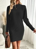 MDB Kadın Uzun Kollu Yuvarlak Yaka Mini Triko Elbise thumbnail 1
