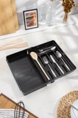 Akrilik Siyah Ayarlanabilir Çekmece İçi Kaşıklık & Çekmece İçi Organizeri (35*28*5 / 35*44*5) thumbnail 2