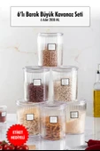 6'lı Barok Yuvarlak Büyük Kavanoz Seti & Saklama Kabı & Erzak Kabı (6*2000 ML) thumbnail 1