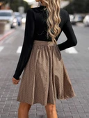 MDB Kadın Uzun Kollu Yuvarlak Yaka üst Viskon Alt Süprem Midi Elbise thumbnail 4