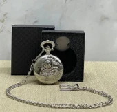 Özel Kutulu Tren Temalı Gümüş Köstekli Saat Alk4657 thumbnail 1