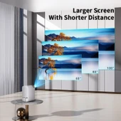 Vasoun 5G WiFi ve Bluetooth'lu Mini Projektör, Projektör Standlı 1080P Destekli - Beyaz thumbnail 4