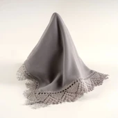 İğne Oyalı Şal (Namaz Örtüsü, 144x68 cm. Gri) thumbnail 2