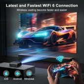 Agreago WiFi 6 ve Bluetooth 5.2, 400 ANSI Yerel 1080P 4K Destekli Projektör - Siyah thumbnail 3