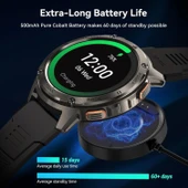 AMAZTIM Akıllı Saat, 60 Gün Pil Ömrü, Yüzme Dalış, Tam Metal - Siyah thumbnail 4