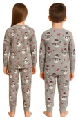 Unisex Yılbaşı Temalı Cute Kardan Adam Desenli Çocuk Pijama Takımı thumbnail 9