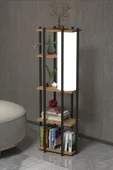 Retodesign RETOHOME 5 RAFLI LAMBADERLİ KİTAP RAFI.,KİTAPLIKLI LAMBADER ATLANTİK ÇAM thumbnail 1