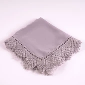 İğne Oyalı Şal (Namaz Örtüsü, 144x68 cm. Gri) thumbnail 1