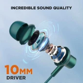 HTC Boyun Bantlı Bluetooth Kulaklık, Manyetik Stereo Kulaklık - Yeşil thumbnail 4