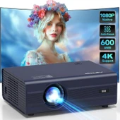 Agreago WiFi 6 ve Bluetooth 5.2, 400 ANSI Yerel 1080P 4K Destekli Projektör - Mavi thumbnail 1