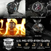 AMAZTIM Akıllı Saat, 60 Gün Pil Ömrü, Yüzme Dalış, Tam Metal - Siyah thumbnail 2