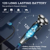 Handsomeface Elektrikli Tıraş Makinesi Döner Yedek/Su Geçirmez - Gri thumbnail 4