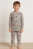 Unisex Yılbaşı Temalı Cute Kardan Adam Desenli Çocuk Pijama Takımı thumbnail 2