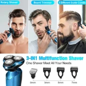 Handsomeface Elektrikli Tıraş Makinesi Döner Su Geçirmez - Koyu Mavi thumbnail 2