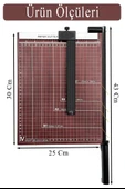 Giyotin Kağıt Kesme Makinesi A4 Metal Kollu Bordo Tablalı A5-A4 Ayarlanabilir Sürgülü Paslanmaz Kaliteli thumbnail 2