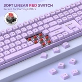 Seenda 2.4GHz Kablosuz Mekanik Klavye ve Mouse Kombosu - Mor thumbnail 2