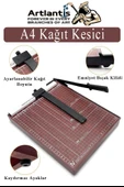 Giyotin Kağıt Kesme Makinesi A4 Metal Kollu Bordo Tablalı A5-A4 Ayarlanabilir Sürgülü Paslanmaz Kaliteli thumbnail 1