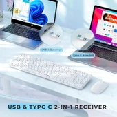 Seenda Kablosuz Klavye ve Mouse, USB ve Type-C - Beyaz thumbnail 2