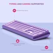 Seenda 2.4GHz Kablosuz Mekanik Klavye ve Mouse Kombosu - Mor thumbnail 4
