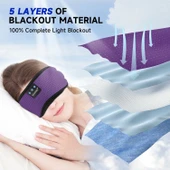 TOPOINT Uyku Kulaklıkları Bluetooth Uyku Maskesi - Mor Havalandırmalı thumbnail 2