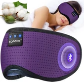 TOPOINT Uyku Kulaklıkları Bluetooth Uyku Maskesi - Mor Havalandırmalı thumbnail 1