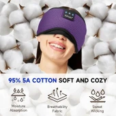 TOPOINT Uyku Kulaklıkları Bluetooth Uyku Maskesi - Mor Havalandırmalı thumbnail 4