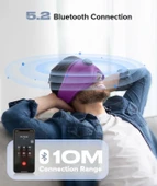 TOPOINT Uyku Kulaklıkları Bluetooth 3D Uyku Maskesi - Mor (Kadife) thumbnail 4