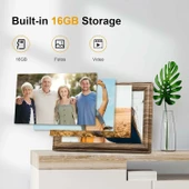 Canupdog 10.1 WiFi Dijital Resim Çerçevesi, IPS Dokunmatik Ekran, Koyu Ahşap thumbnail 4