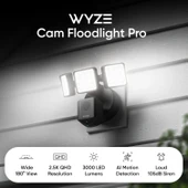 Wyze Floodlight Camera Pro, 2K HD Dış Mekan Güvenlik Kamerası - Siyah thumbnail 2