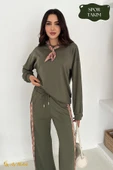 Kadın Modal Takım (HEDİYE Fular Aksesuarlı) Geniş Paça Spor Alt Üst Takım thumbnail 11