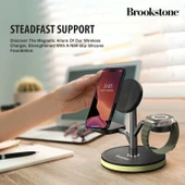Brookstone 3'ü 1 Arada Kablosuz Hızlı Şarj İstasyonu - Manyetik Şarj Standı thumbnail 4