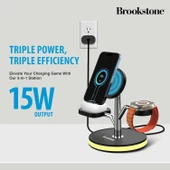 Brookstone 3'ü 1 Arada Kablosuz Hızlı Şarj İstasyonu - Manyetik Şarj Standı thumbnail 2