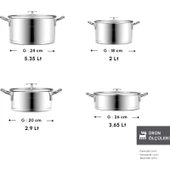 Karaca Vapor New Indüksiyon Tabanlı 8 Parça Süzgeçli Çelik Tencere Seti thumbnail 2