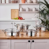 Karaca Vapor New Indüksiyon Tabanlı 8 Parça Süzgeçli Çelik Tencere Seti thumbnail 1