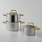 Jumbo Assos Midi 3'lü Titanyum Gold Tencere Seti thumbnail 4