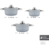 Karaca Nare 6 Parça Midi Derin Tencere Seti 16-18-20 cm Granit Kaplama thumbnail 2