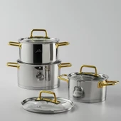 Jumbo Assos Midi 3'lü Titanyum Gold Tencere Seti thumbnail 2