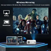 Groview - WiFi ve Bluetooth Özellikli Android TV 9.0 Mini Projektör thumbnail 4