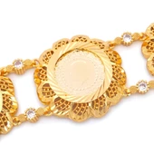 Altın Kaplama İmitasyon Çiçek Desenli Üç Çeyrek Altınlı Bileklik BLK-1221 thumbnail 2