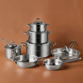 Karaca Ada 12 Parça Indüksiyon Tabanlı Çelik Çeyiz Tencere Seti V2 thumbnail 1