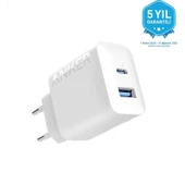 Mg Store Usb-C + Usb-A Çift Portlu Şarj Cihazı - A2348 - Beyaz thumbnail 1